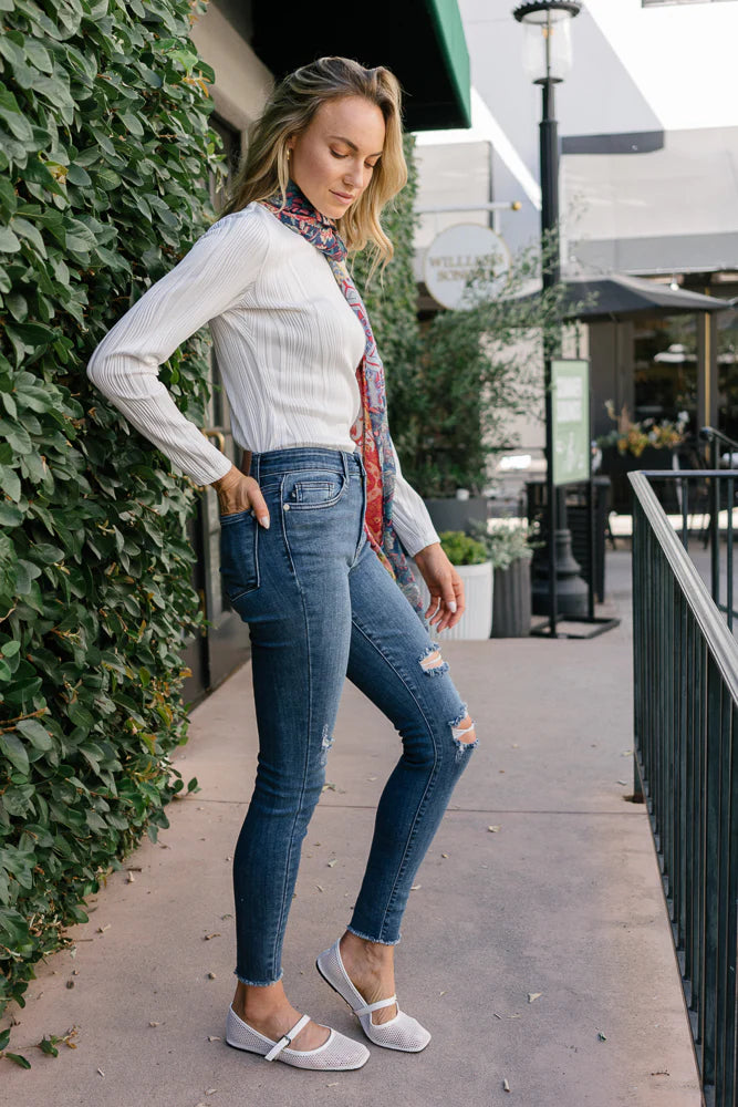 Judy Blue Dark High Waist Distressed Skinny Jeans 82581