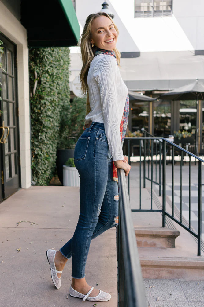 Judy Blue Dark High Waist Distressed Skinny Jeans 82581