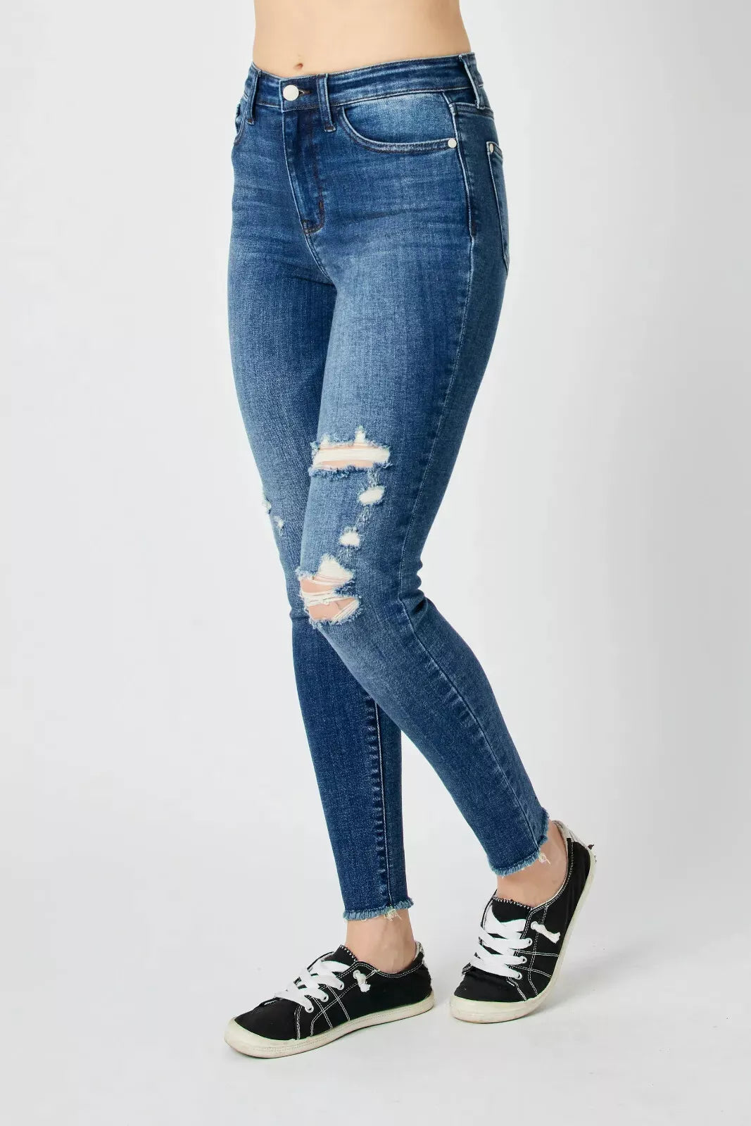 Judy Blue Dark High Waist Distressed Skinny Jeans 82581