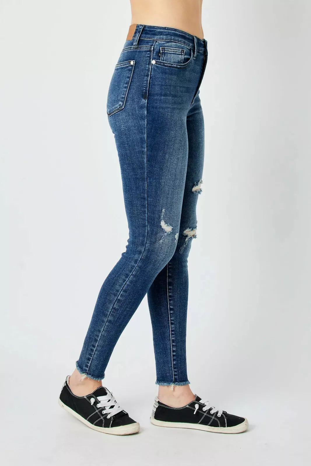 Judy Blue Dark High Waist Distressed Skinny Jeans 82581