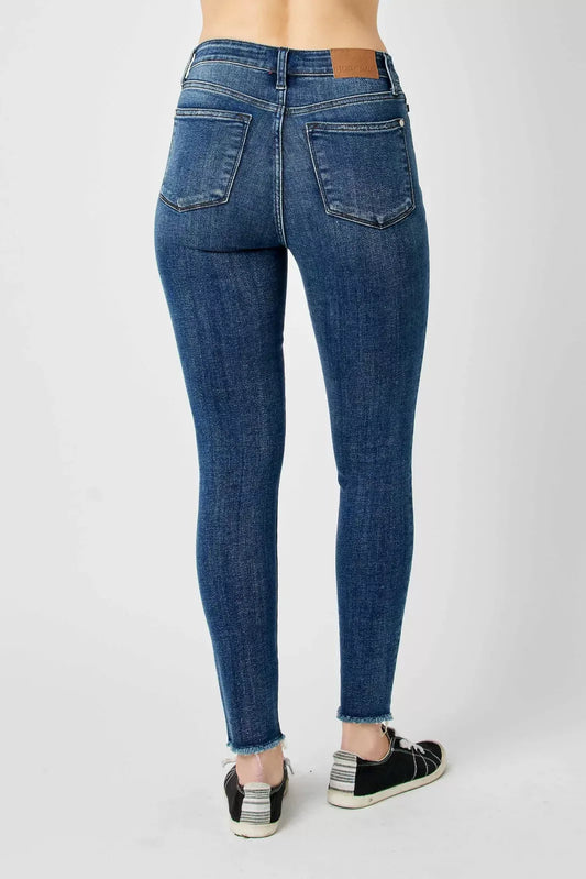 Judy Blue Dark High Waist Distressed Skinny Jeans 82581
