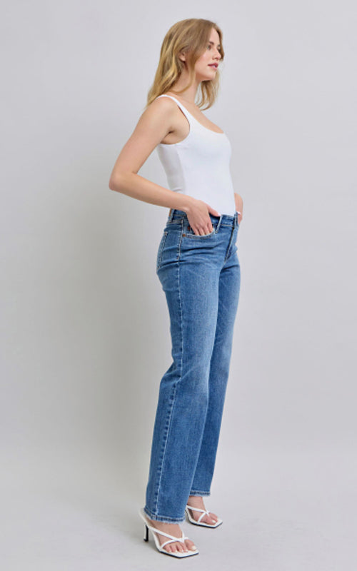 Judy Blue High Waist V-Front Vintage Wash Straight Jeans 82623