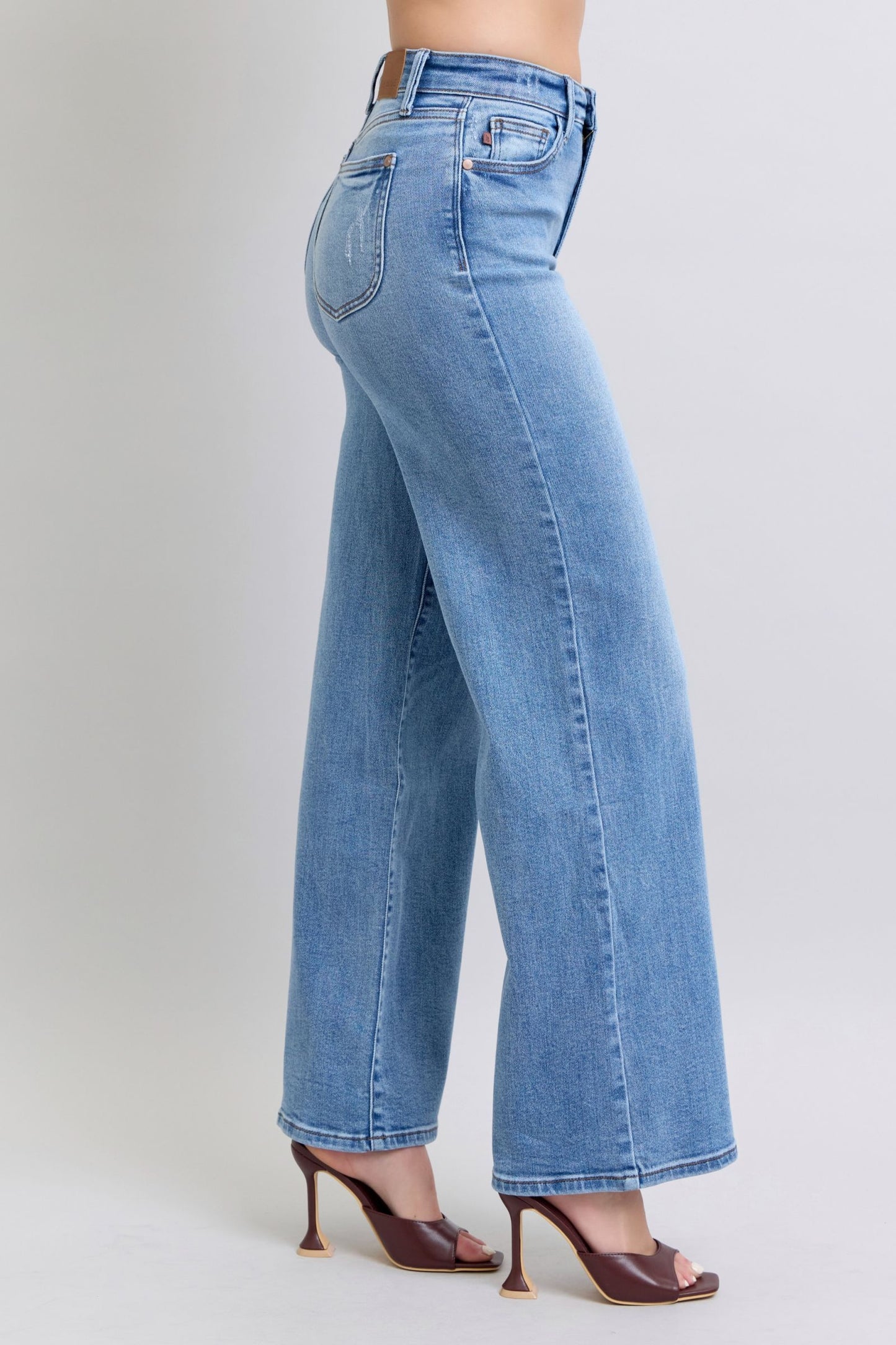 Judy Blue High Waist Vintage Wash Retro Wide Leg Jeans 82625
