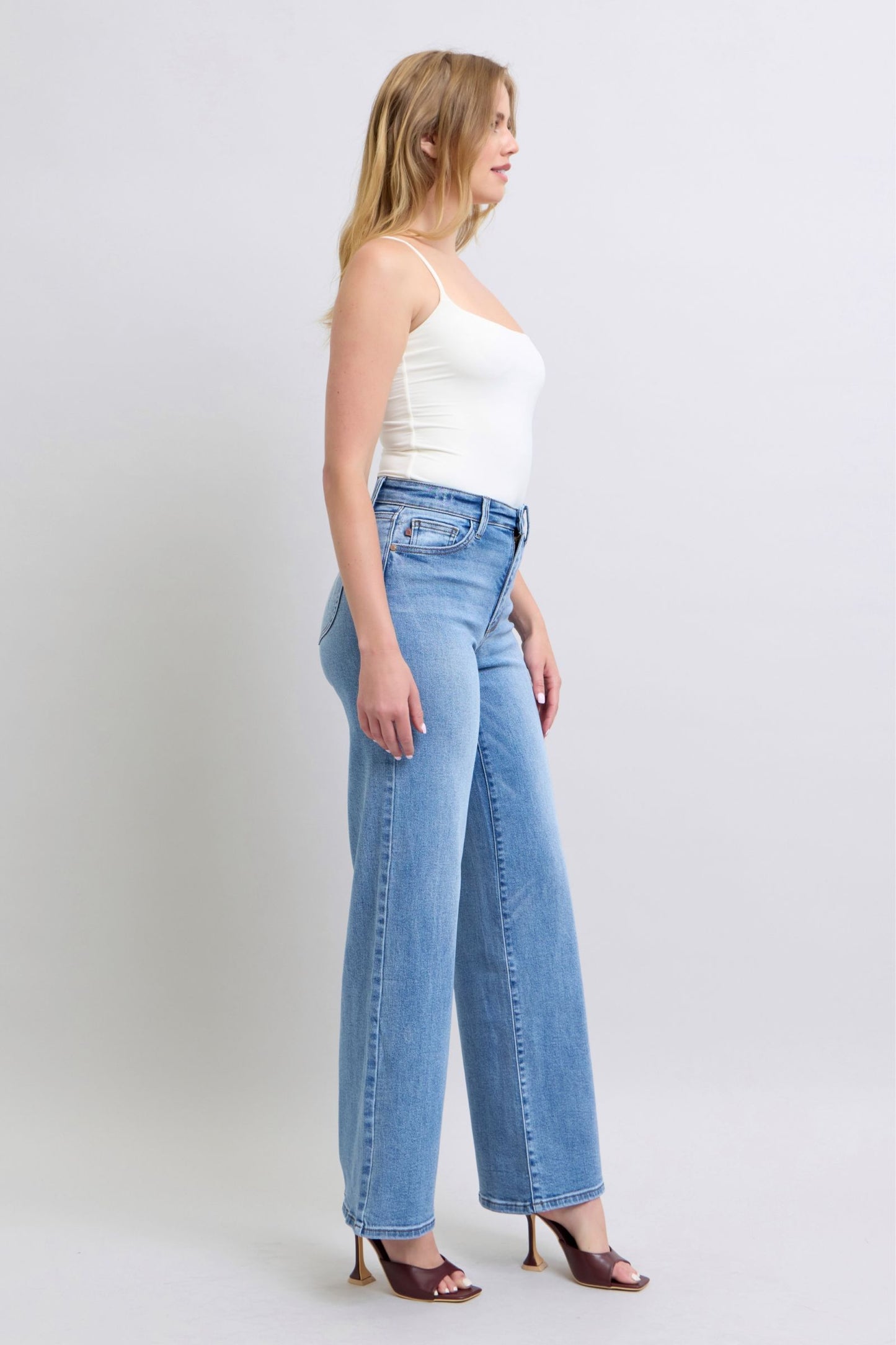 Judy Blue High Waist Vintage Wash Retro Wide Leg Jeans 82625