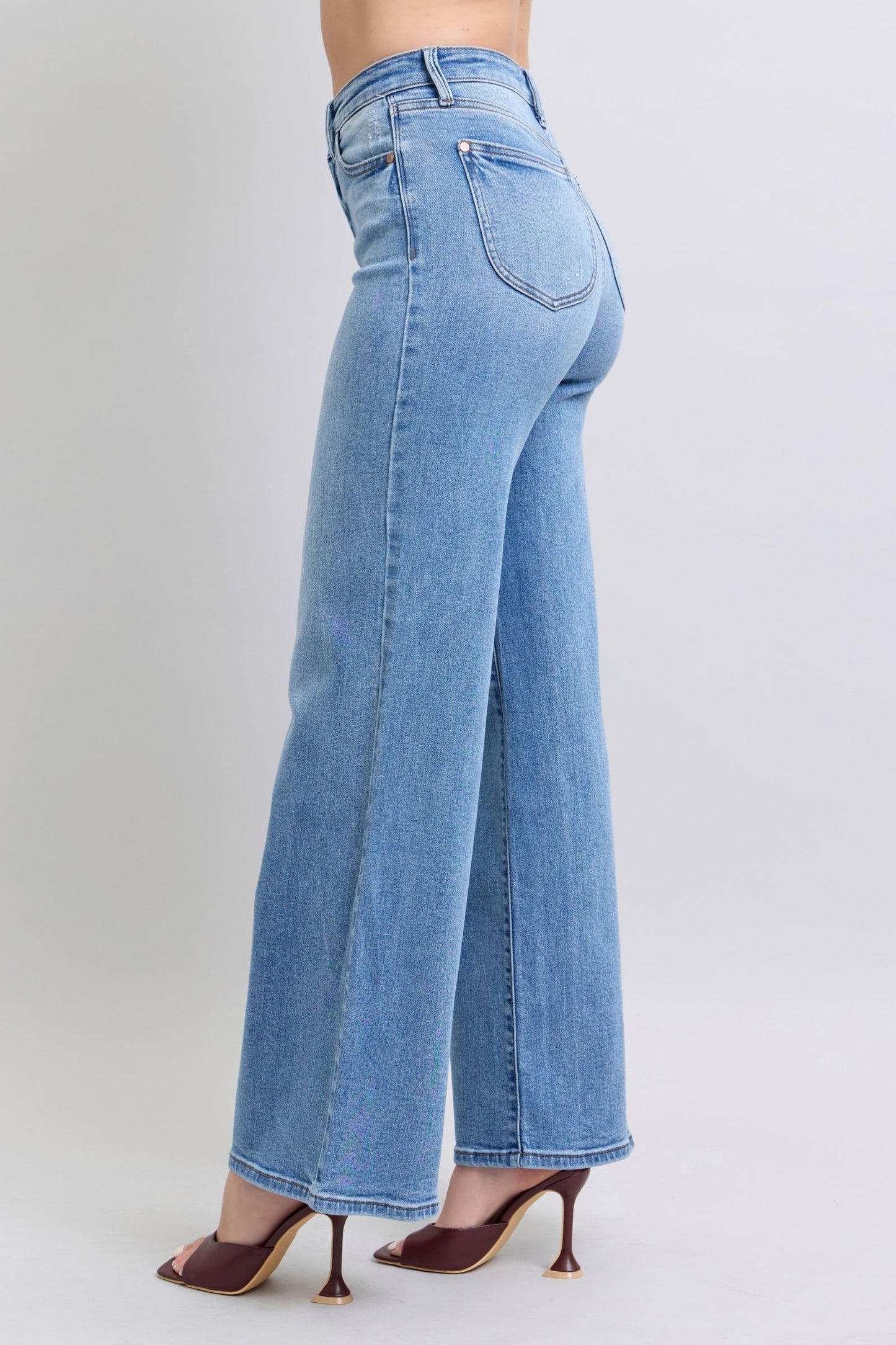 Judy Blue High Waist Vintage Wash Retro Wide Leg Jeans 82625