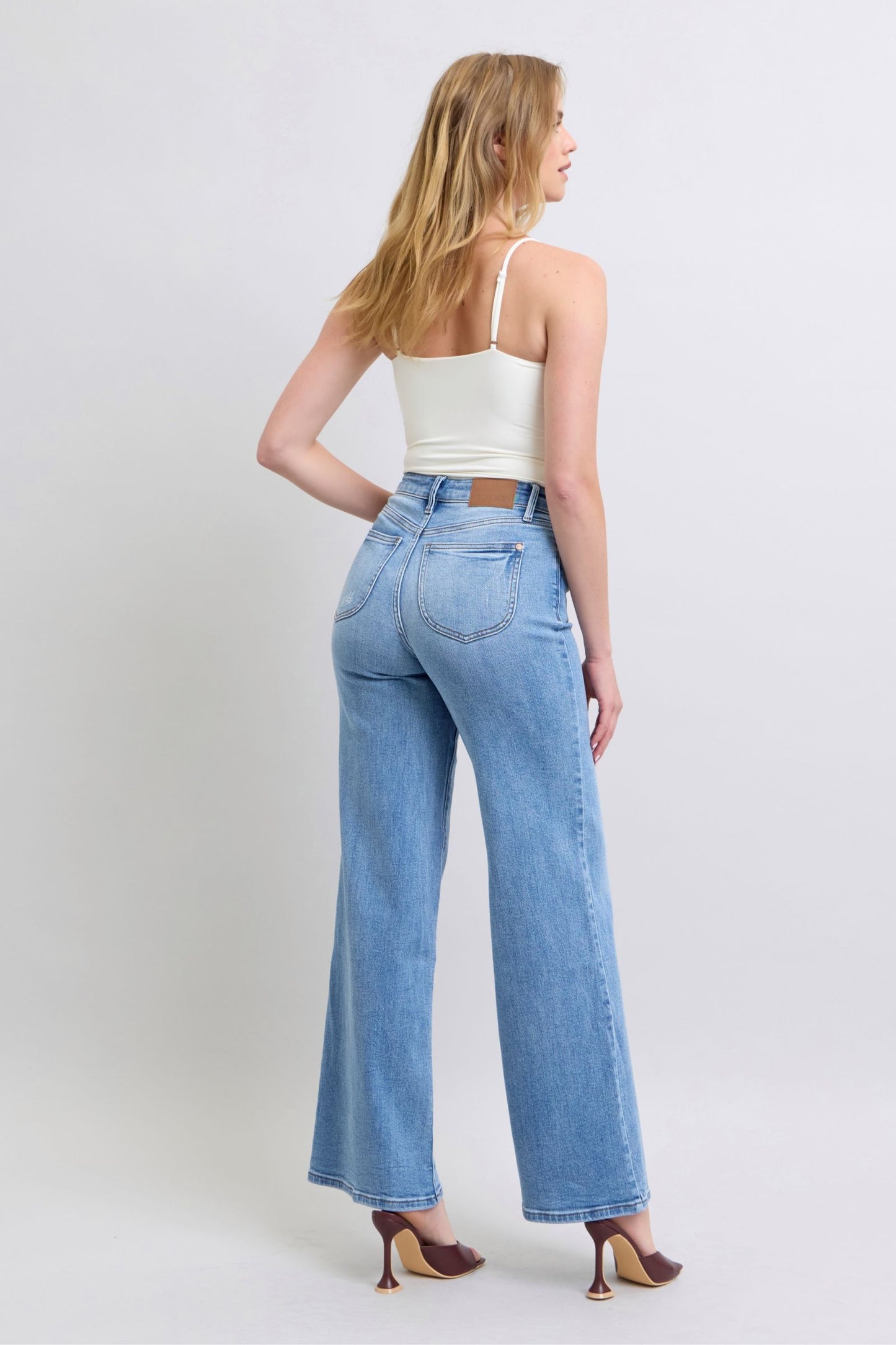 Judy Blue High Waist Vintage Wash Retro Wide Leg Jeans 82625