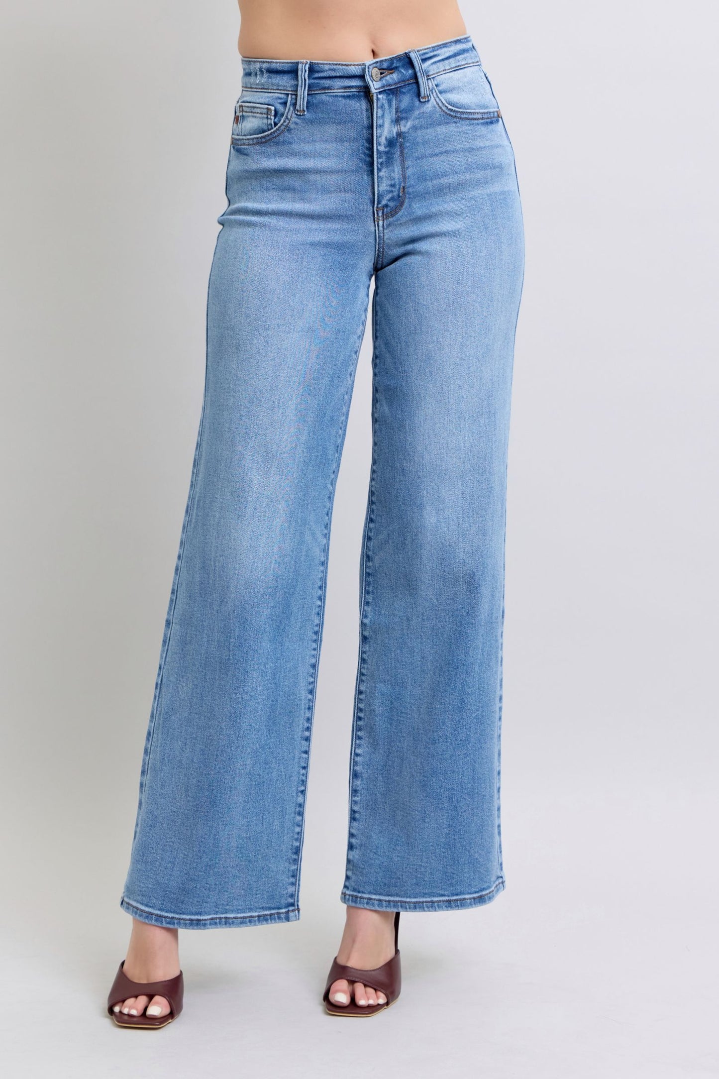 Judy Blue High Waist Vintage Wash Retro Wide Leg Jeans 82625