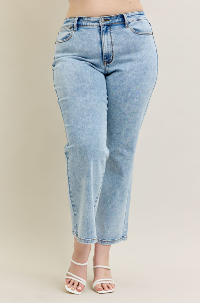 Judy Blue High Waist Stone Wash Straight Jeans 82653