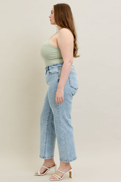 Judy Blue High Waist Stone Wash Straight Jeans 82653