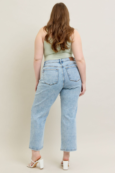 Judy Blue High Waist Stone Wash Straight Jeans 82653