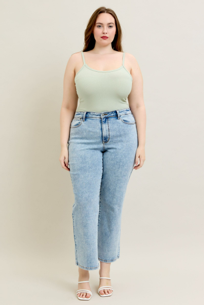Judy Blue High Waist Stone Wash Straight Jeans 82653