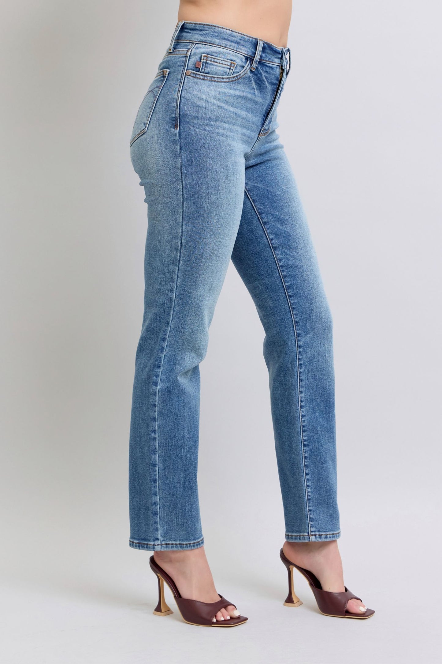 Judy Blue High Rise Vintage Wash Thermal Straight Leg Jeans #82632