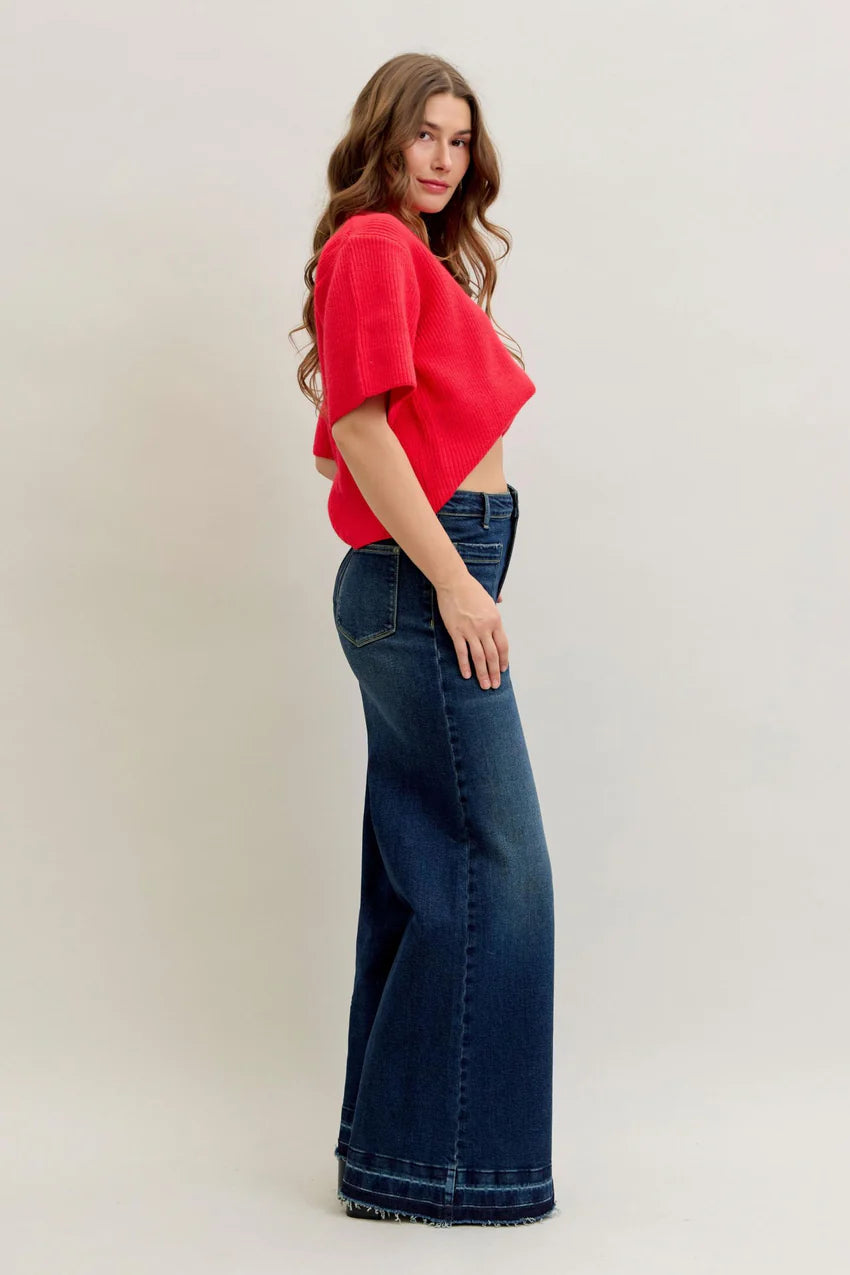 Judy Blue High Waist Front Patch Pockets Palazzo Denim Jeans 881046