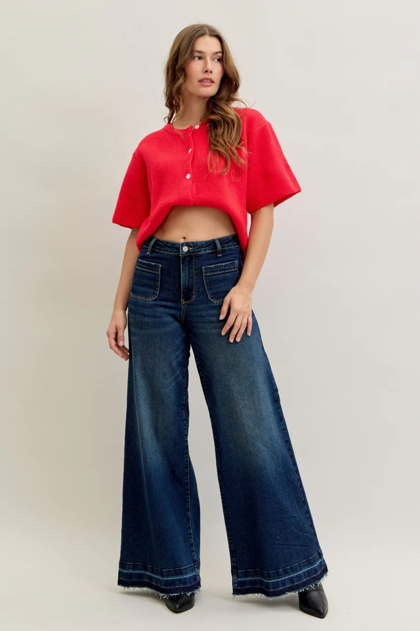 Judy Blue High Waist Front Patch Pockets Palazzo Denim Jeans 881046