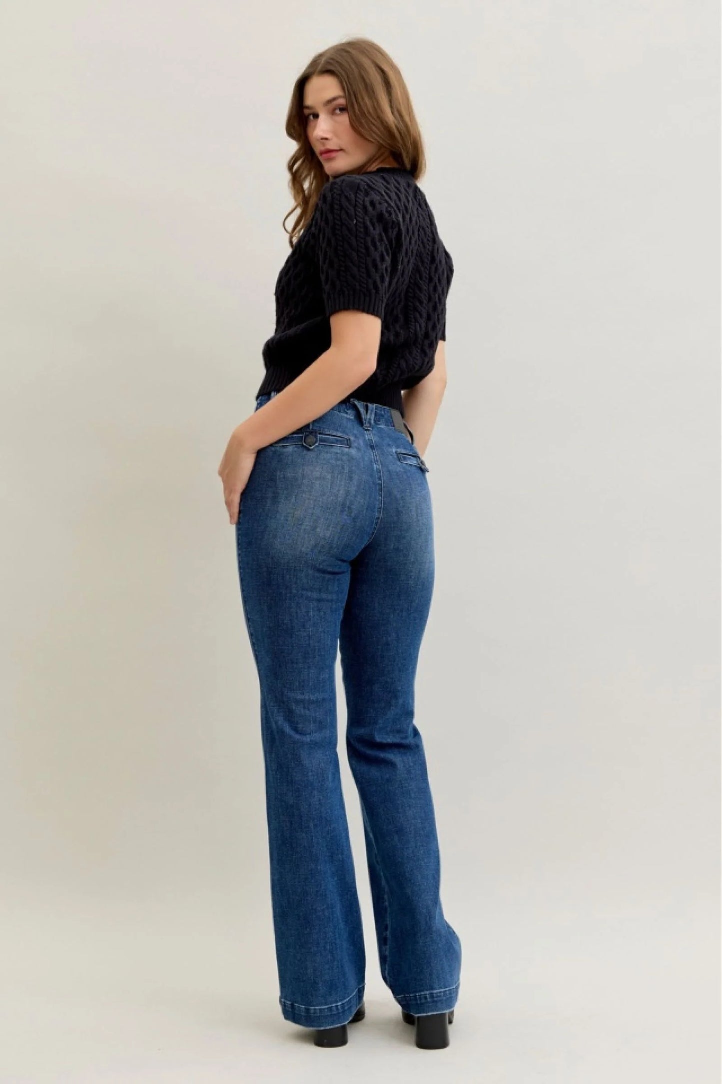 Judy Blue MR Tummy Control Trouser Welt Pockets Bootcut Denim Jeans 881052
