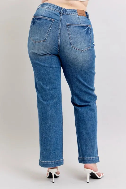 Judy Blue High Waist Contrast Thread Straight Leg Jeans #88596