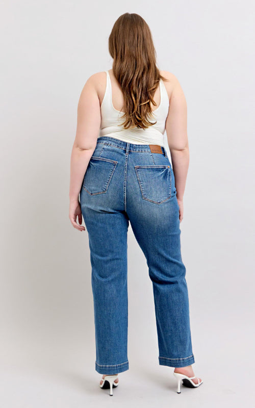 Judy Blue High Waist Contrast Thread Straight Leg Jeans #88596