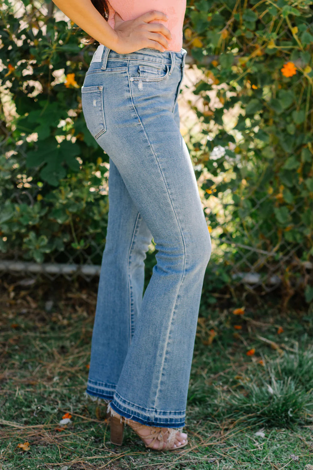 Judy Blue Mid Rise Destroyed Released Hem Bootcut Jeans 88632