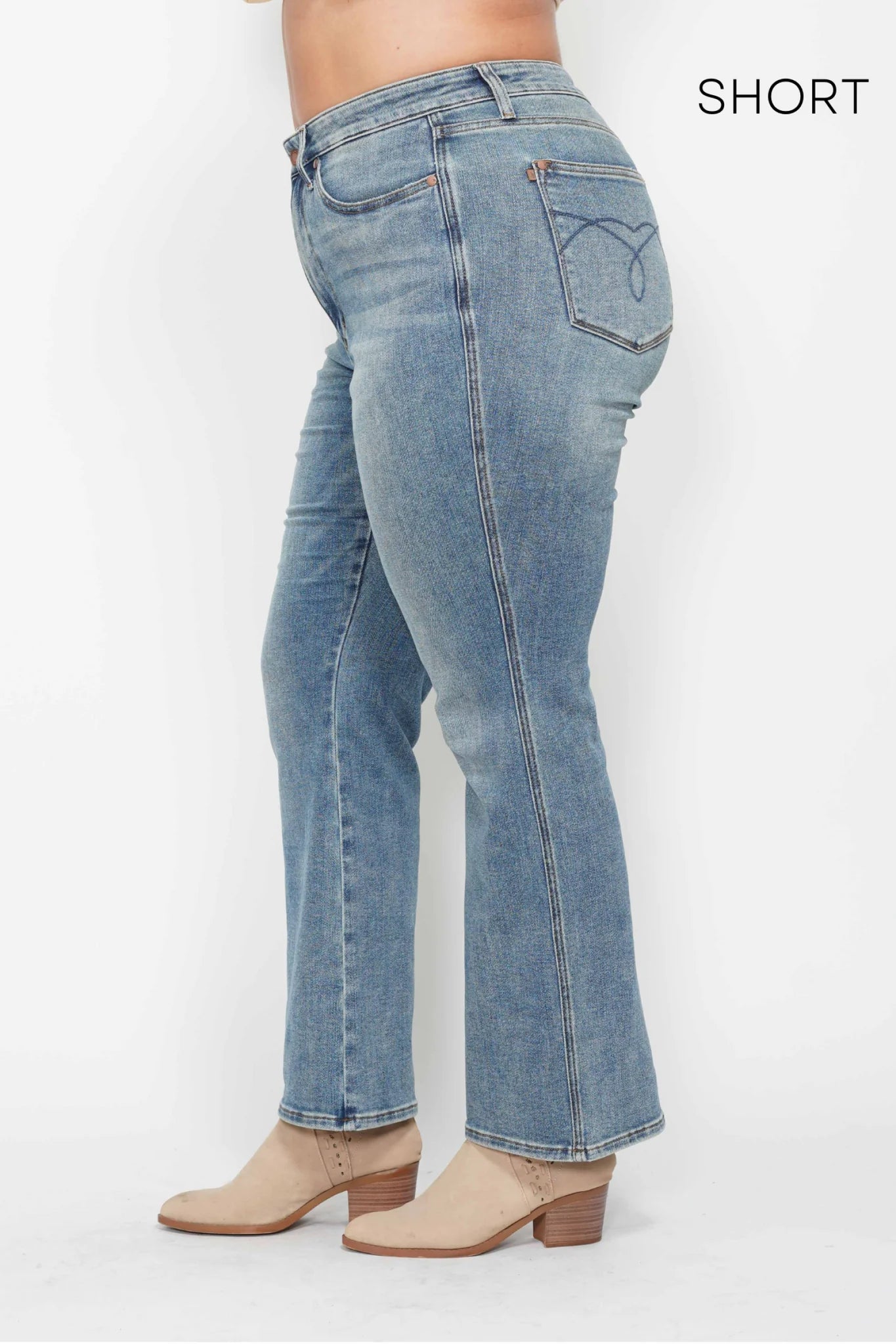 Judy Blue HW Tummy Control Back Pkt Embroidered Bootcut Jeans 88783