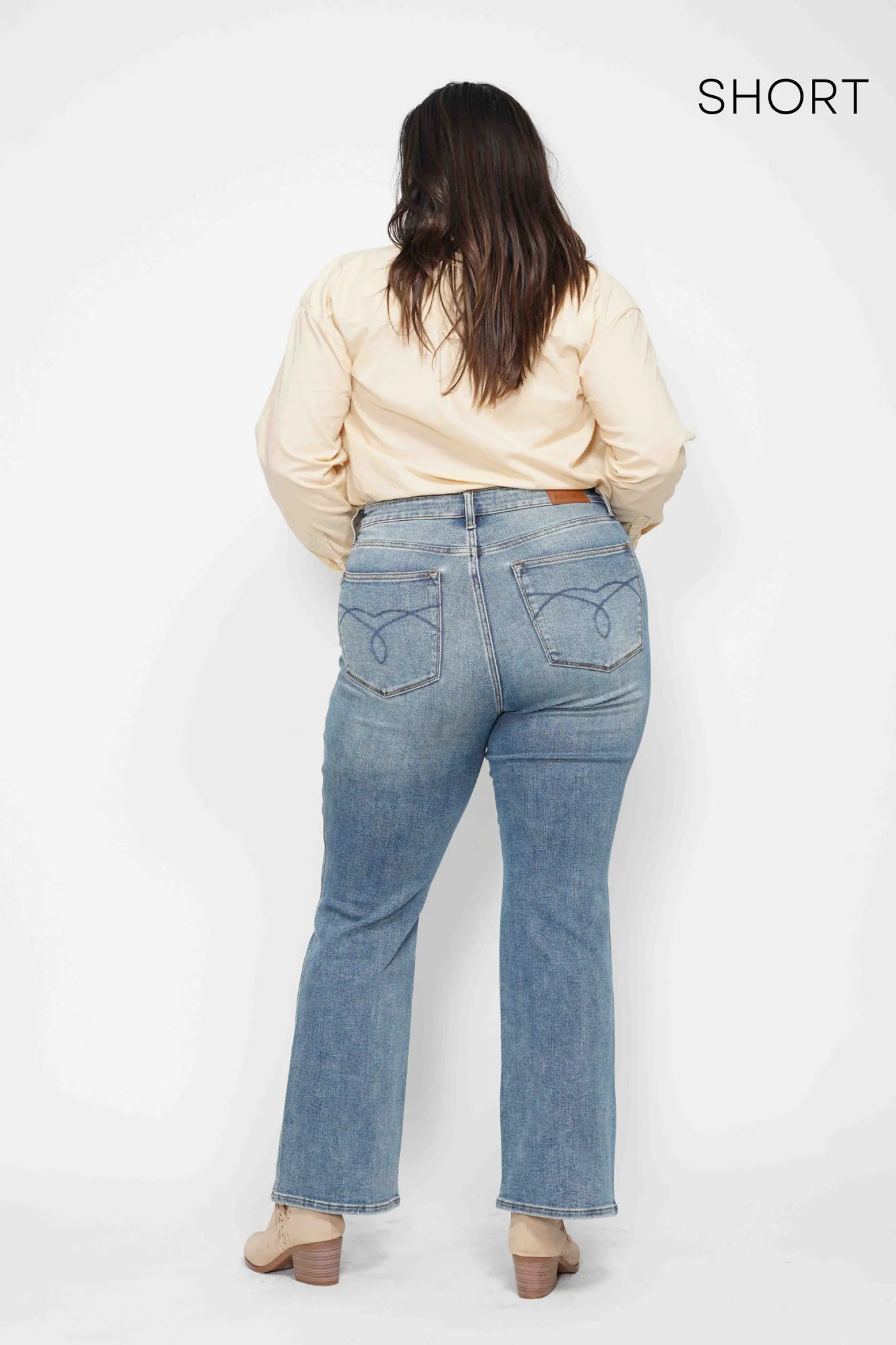Judy Blue HW Tummy Control Back Pkt Embroidered Bootcut Jeans 88783