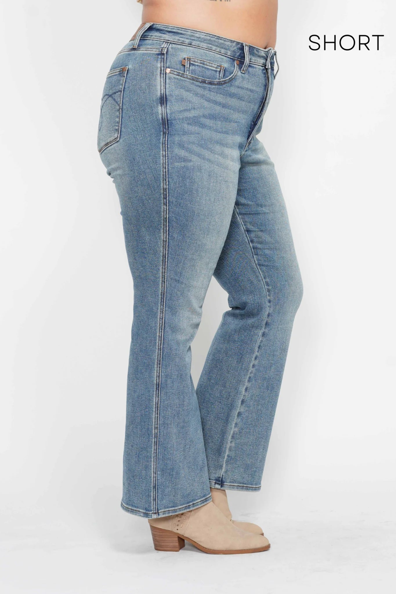 Judy Blue HW Tummy Control Back Pkt Embroidered Bootcut Jeans 88783