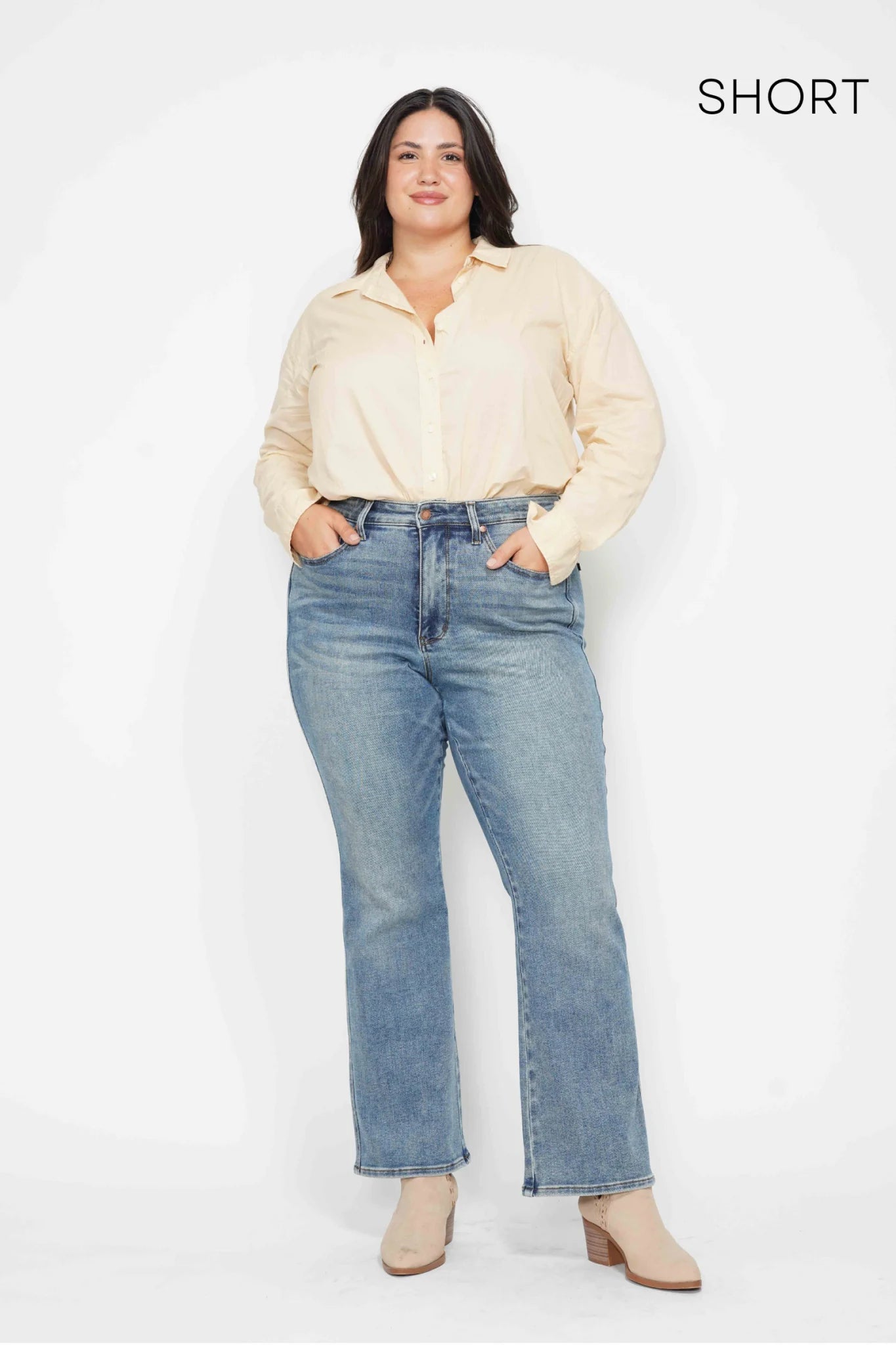 Judy Blue HW Tummy Control Back Pkt Embroidered Bootcut Jeans 88783