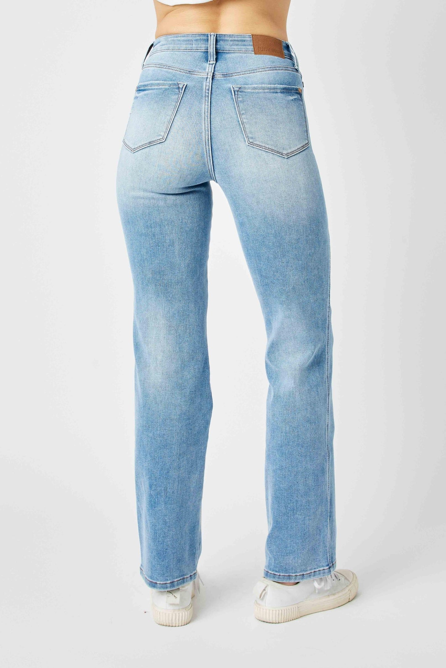 Judy Blue HW Tummy Control Contrast Wash Straight Leg Jeans 88794