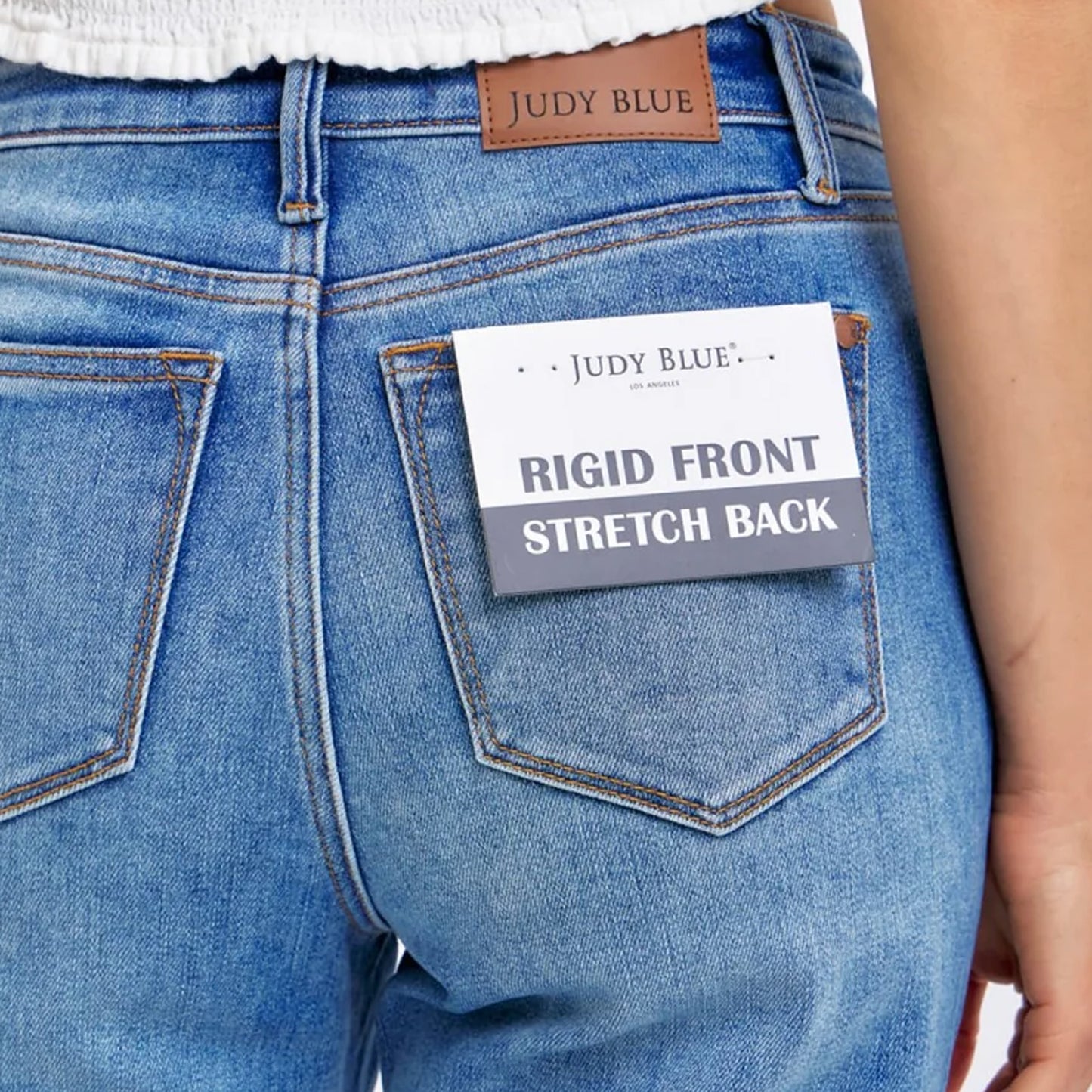 Judy Blue Mid Rise Rigid Magic Release Hem Boyfriend Jeans 88818
