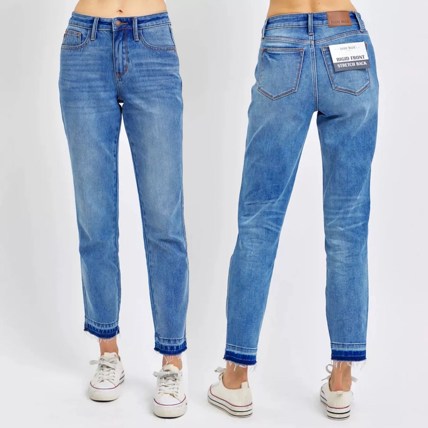 Judy Blue Mid Rise Rigid Magic Release Hem Boyfriend Jeans 88818