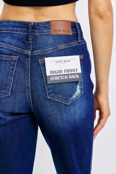 Judy Blue High Waisted Rigid Magic Heavy Destroy Straight Leg Jeans 88819