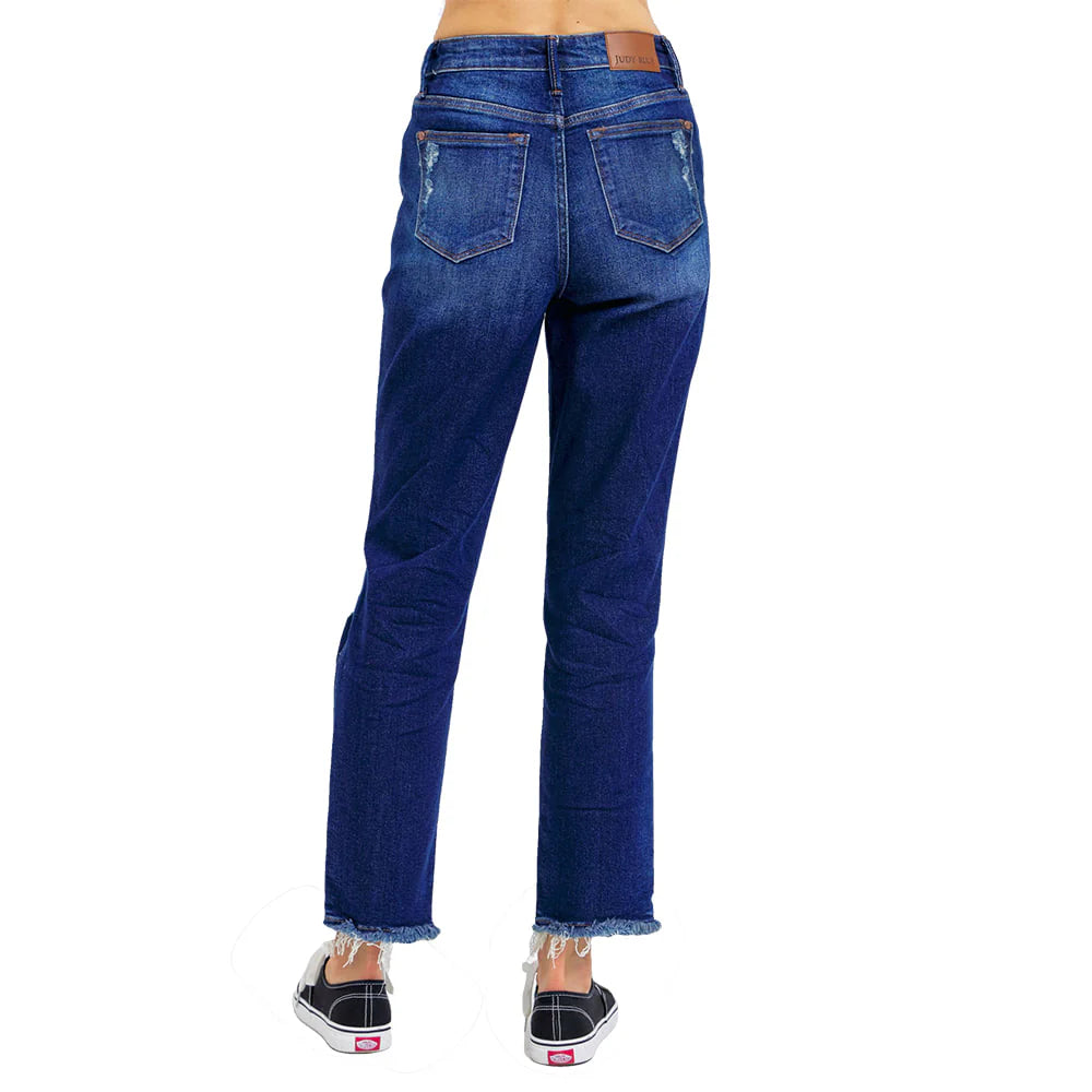 Judy Blue High Waisted Rigid Magic Heavy Destroy Straight Leg Jeans 88819