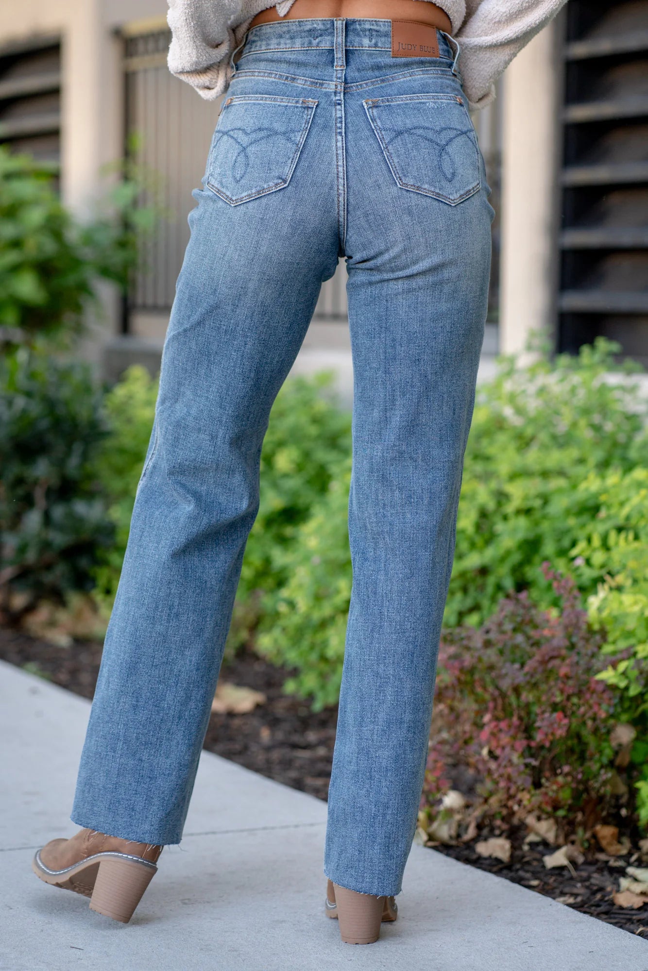 Judy Blue High Waist Tummy Control Cut Raw Hem Straight Jeans 88848