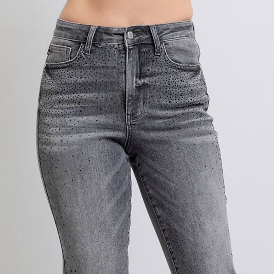 Judy Blue High Waist Rhinestone Straight Leg Jeans 88919