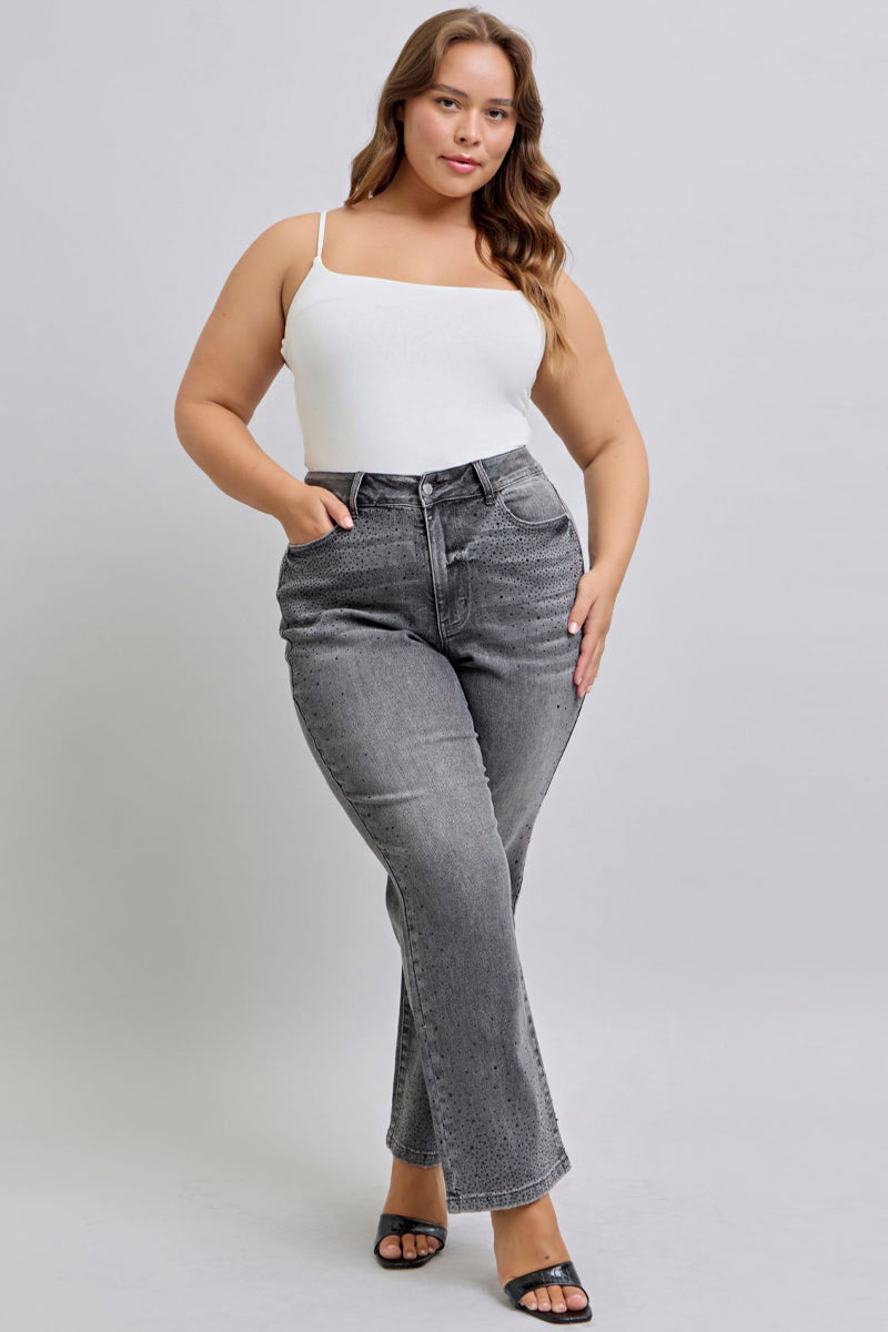 Judy Blue High Waist Rhinestone Straight Leg Jeans 88919