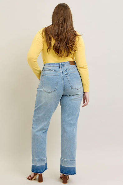Judy Blue Mid Rise Release Hem Wide Leg Jeans 88935