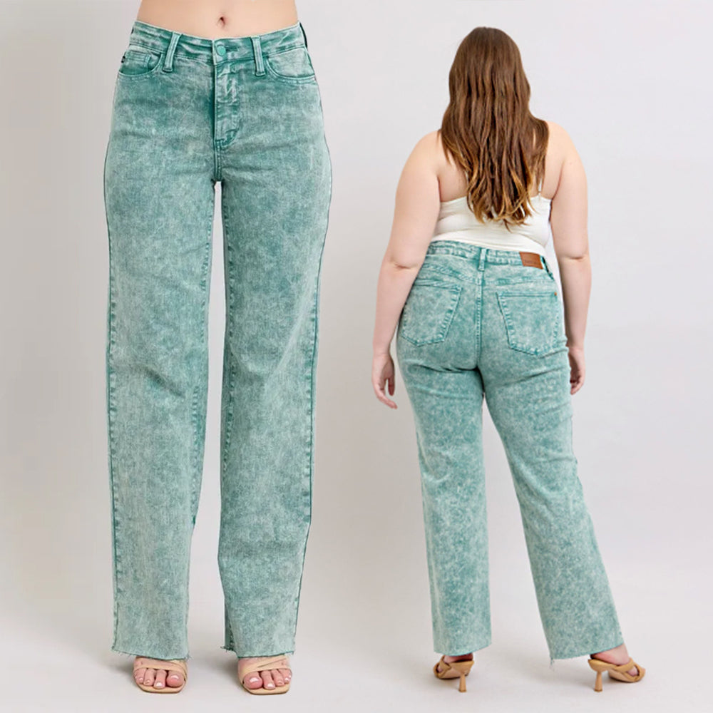 Judy Blue High Waist Garment Dyed Raw Hem Dad Jeans 88966