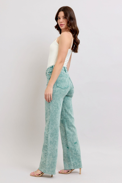 Judy Blue High Waist Garment Dyed Raw Hem Dad Jeans 88966