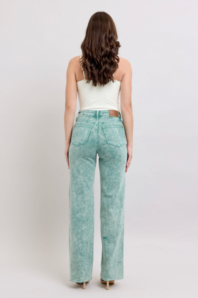 Judy Blue High Waist Garment Dyed Raw Hem Dad Jeans 88966