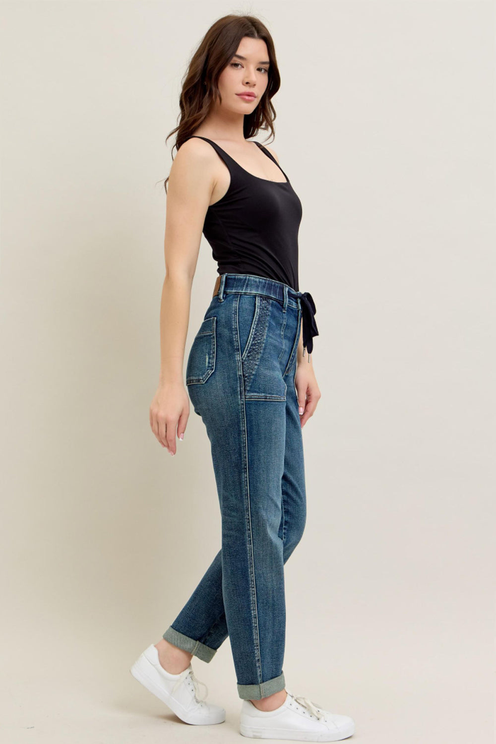 Judy Blue HW Vintage Wash Jogger with Drawstring Jeans 88971