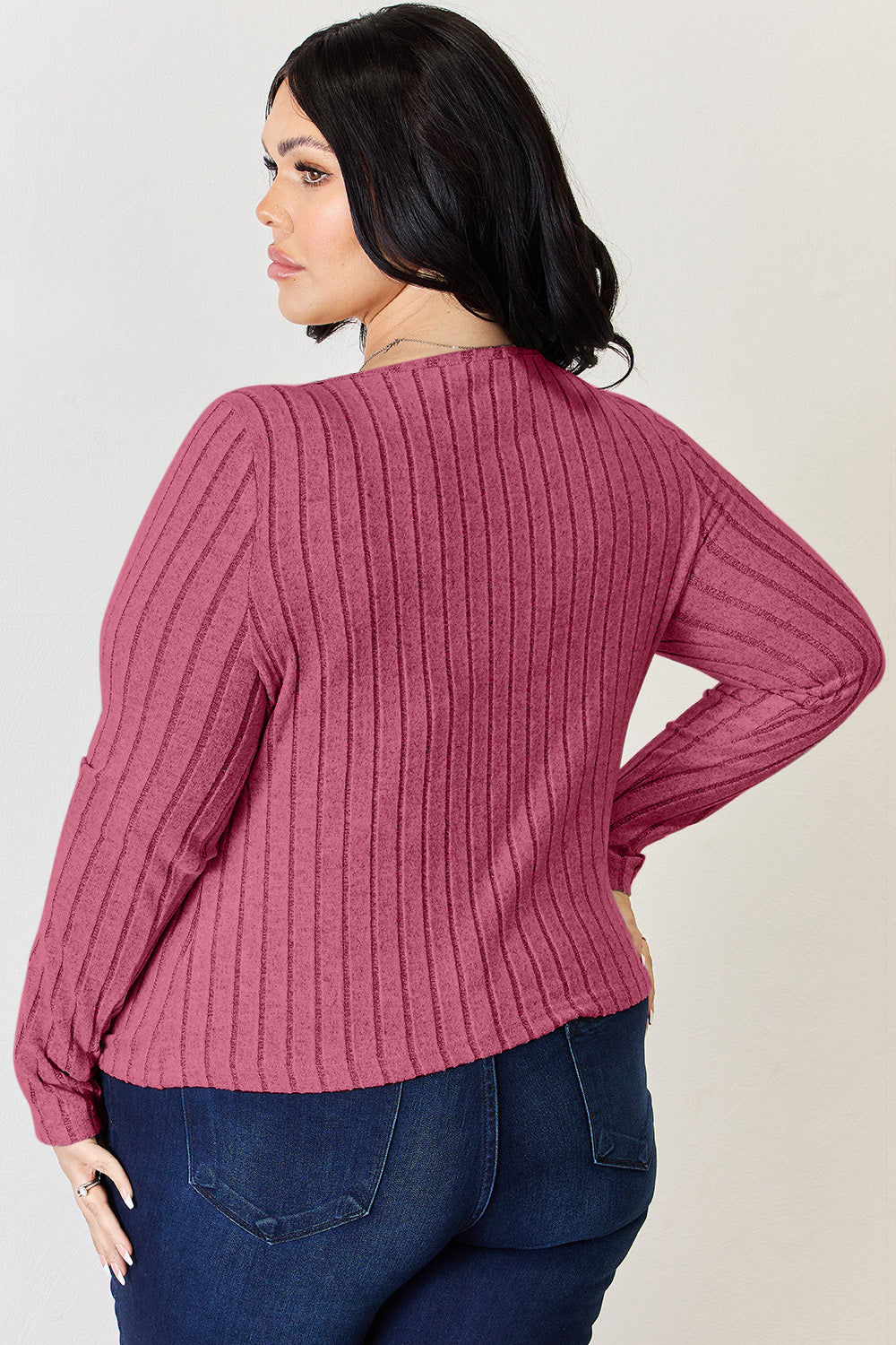 Basic Bae Full Size Scoop Neck Ribbed Long Sleeve Top