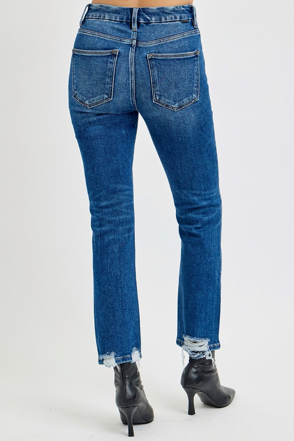 RISEN High Rise Distressed Crop Straight Leg Jeans RDP5783