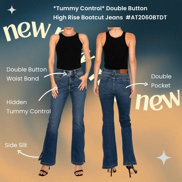 Artemis Vintage Tummy Control Double Button High Rise Bootcut Jeans