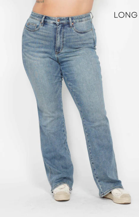 Judy Blue HW Tummy Control Back Pkt Embroidered Bootcut Jeans 88783