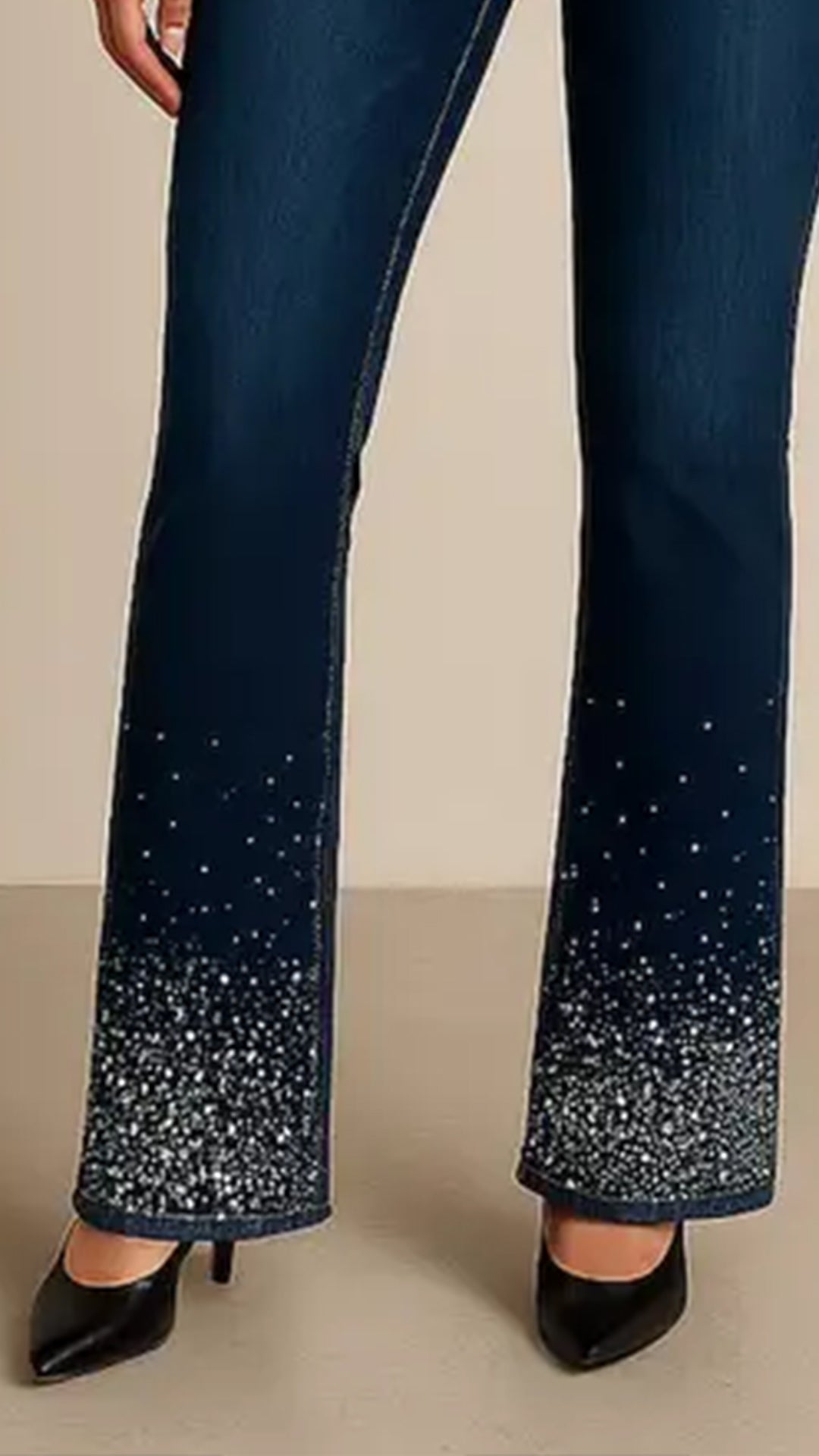 GJG Denim Rhinestone Premium Stretch Denim Bootcut Jeans
