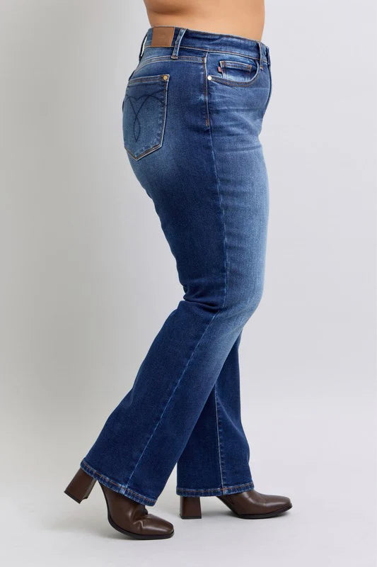 Judy Blue High Rise Vintage Wash Thermal Straight Leg Jeans #82631