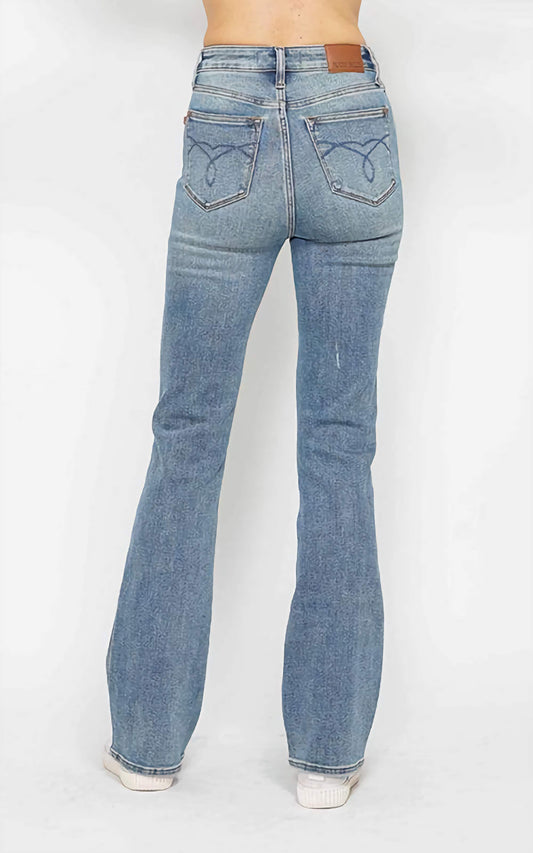 Judy Blue HW Tummy Control Back Pkt Embroidered Bootcut Jeans 88783
