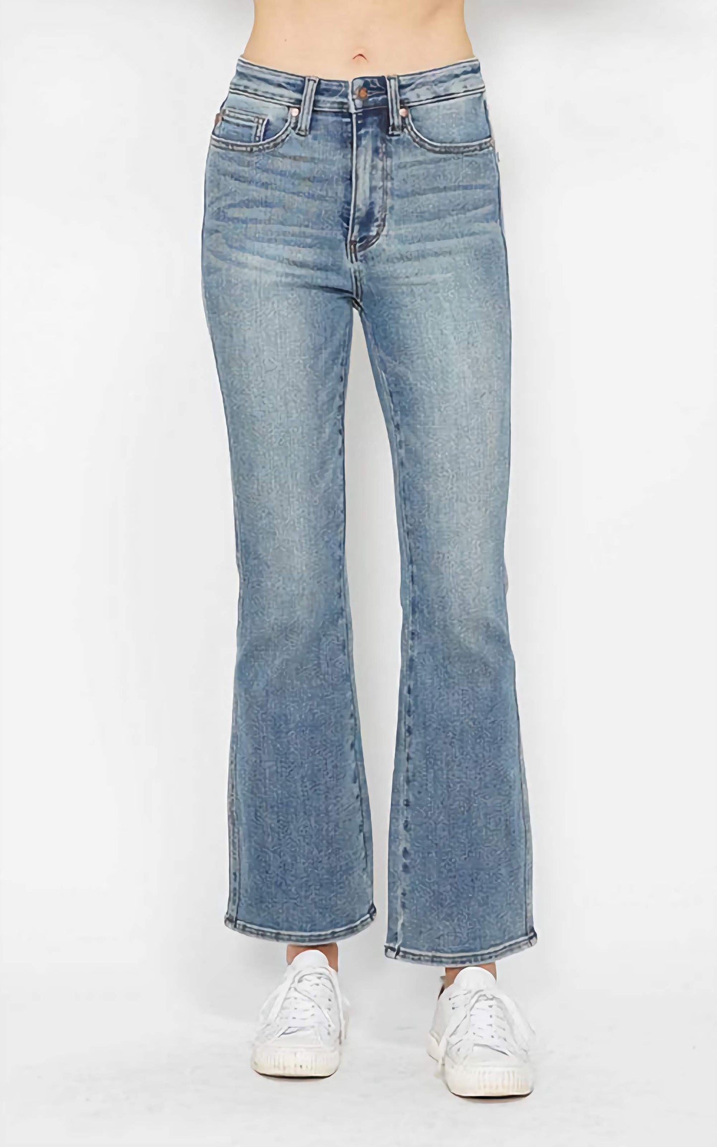 Judy Blue HW Tummy Control Back Pkt Embroidered Bootcut Jeans 88783