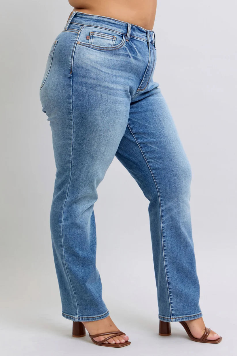 Judy Blue High Rise Vintage Wash Thermal Straight Leg Jeans #82632