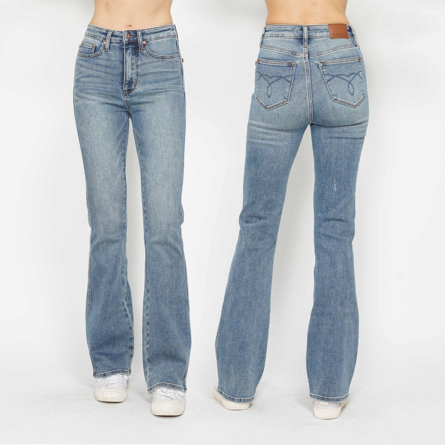 Judy Blue HW Tummy Control Back Pkt Embroidered Bootcut Jeans 88783