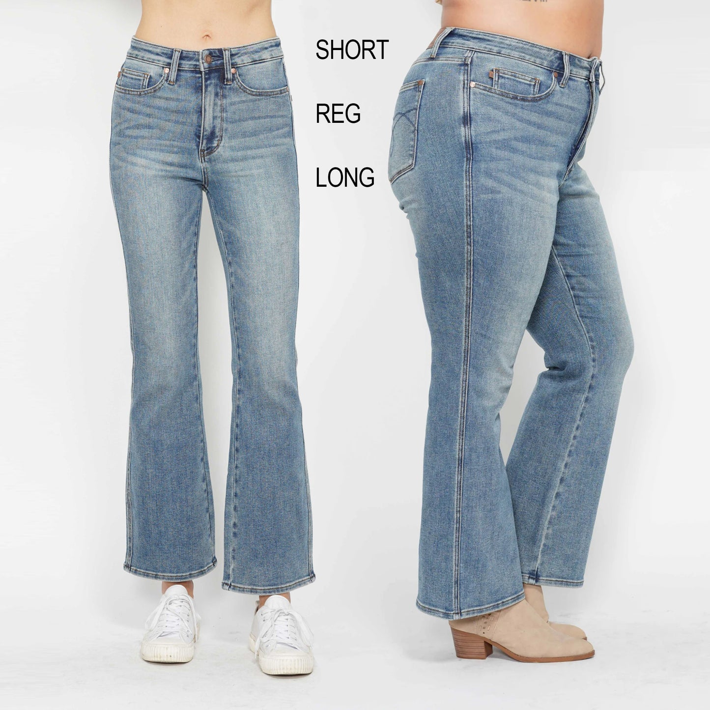 Judy Blue HW Tummy Control Back Pkt Embroidered Bootcut Jeans 88783